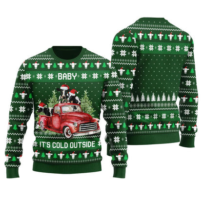 Funny Cow On A Car Men's Christmas Sweater