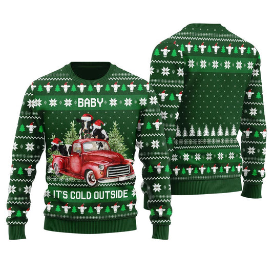 Funny Cow On A Car Men's Christmas Sweater