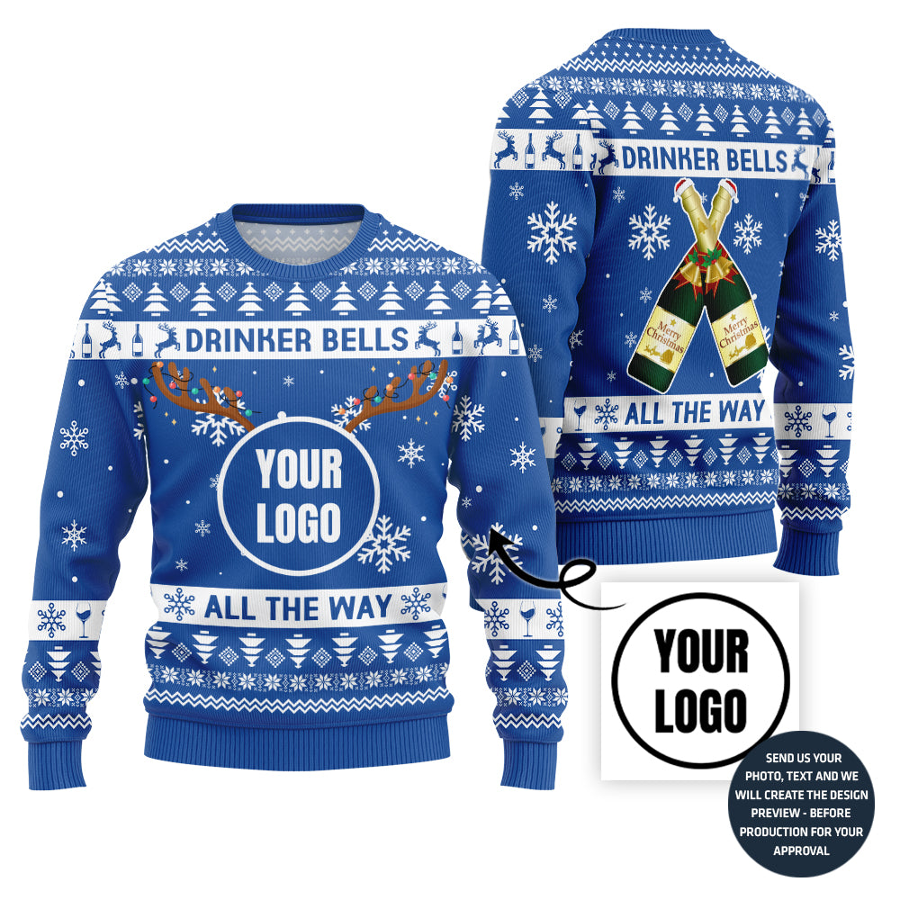 Funny Custom Beer Logo Drinker Bells Xmas Sweater