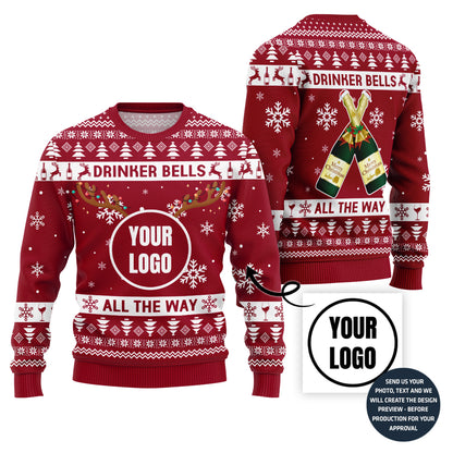 Funny Custom Beer Logo Drinker Bells Xmas Sweater