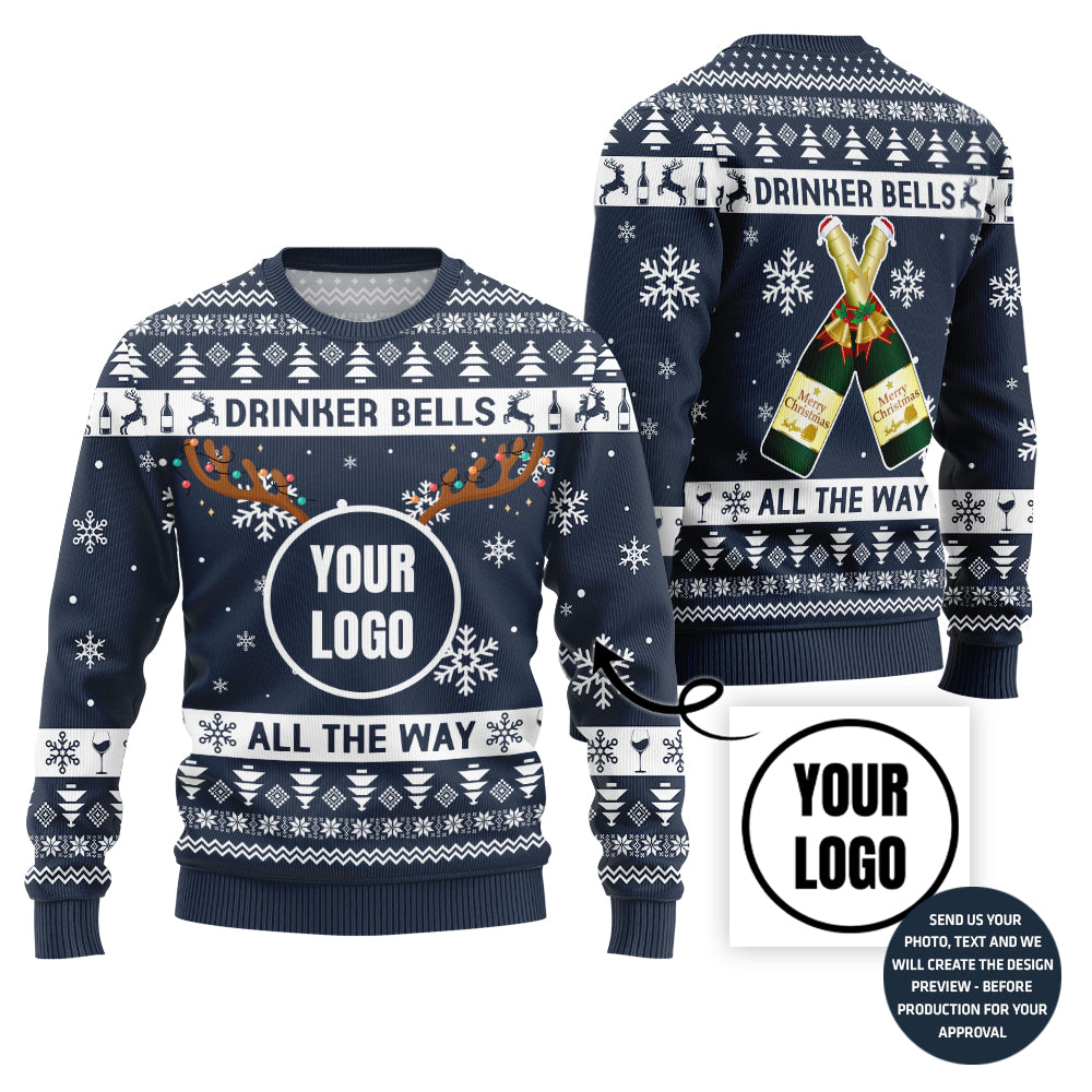Funny Custom Beer Logo Drinker Bells Xmas Sweater