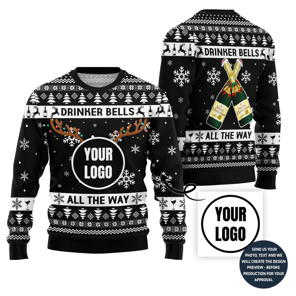 Funny Custom Beer Logo Drinker Bells Xmas Sweater