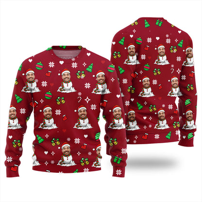 Funny Custom Christmas Sweater With Face