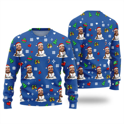 Funny Custom Christmas Sweater With Face