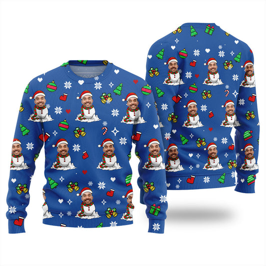 Funny Custom Christmas Sweater With Face