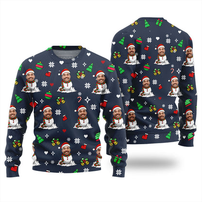 Funny Custom Christmas Sweater With Face