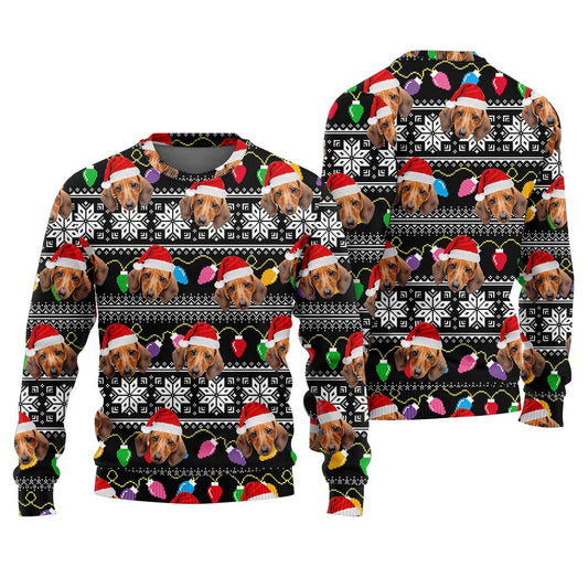Funny Custom Dog Face Ugly Sweater Christmas Lighting