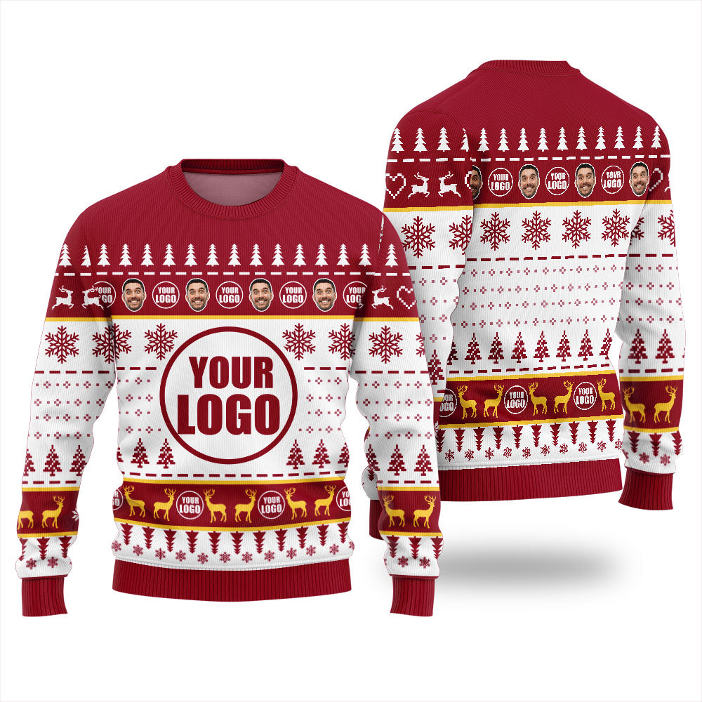 Funny Custom Face And Logo Ugly Christmas Sweater For Men