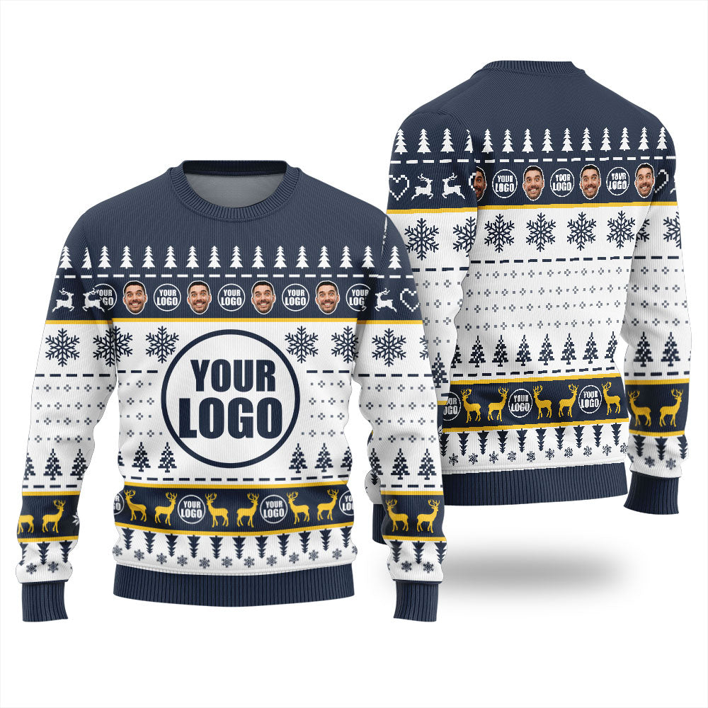 Funny Custom Face And Logo Ugly Christmas Sweater For Men