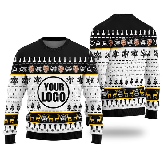 Funny Custom Face And Logo Ugly Christmas Sweater For Men