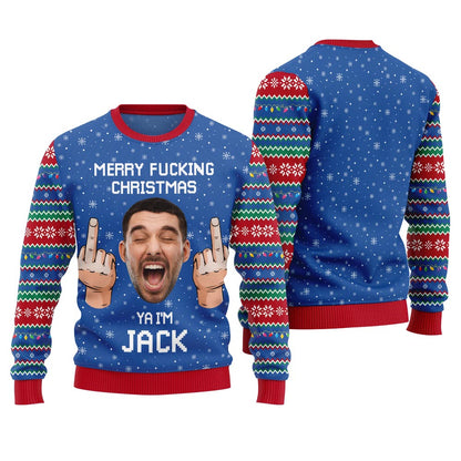 Funny Custom Face And Name Merry Xmas Sweater