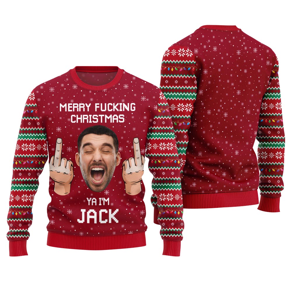 Funny Custom Face And Name Merry Xmas Sweater