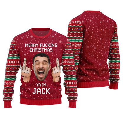 Funny Custom Face And Name Merry Xmas Sweater