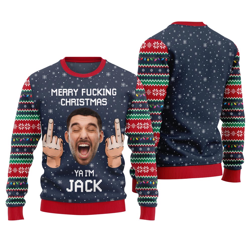 Funny Custom Face And Name Merry Xmas Sweater
