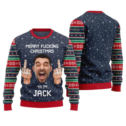 Funny Custom Face And Name Merry Xmas Sweater