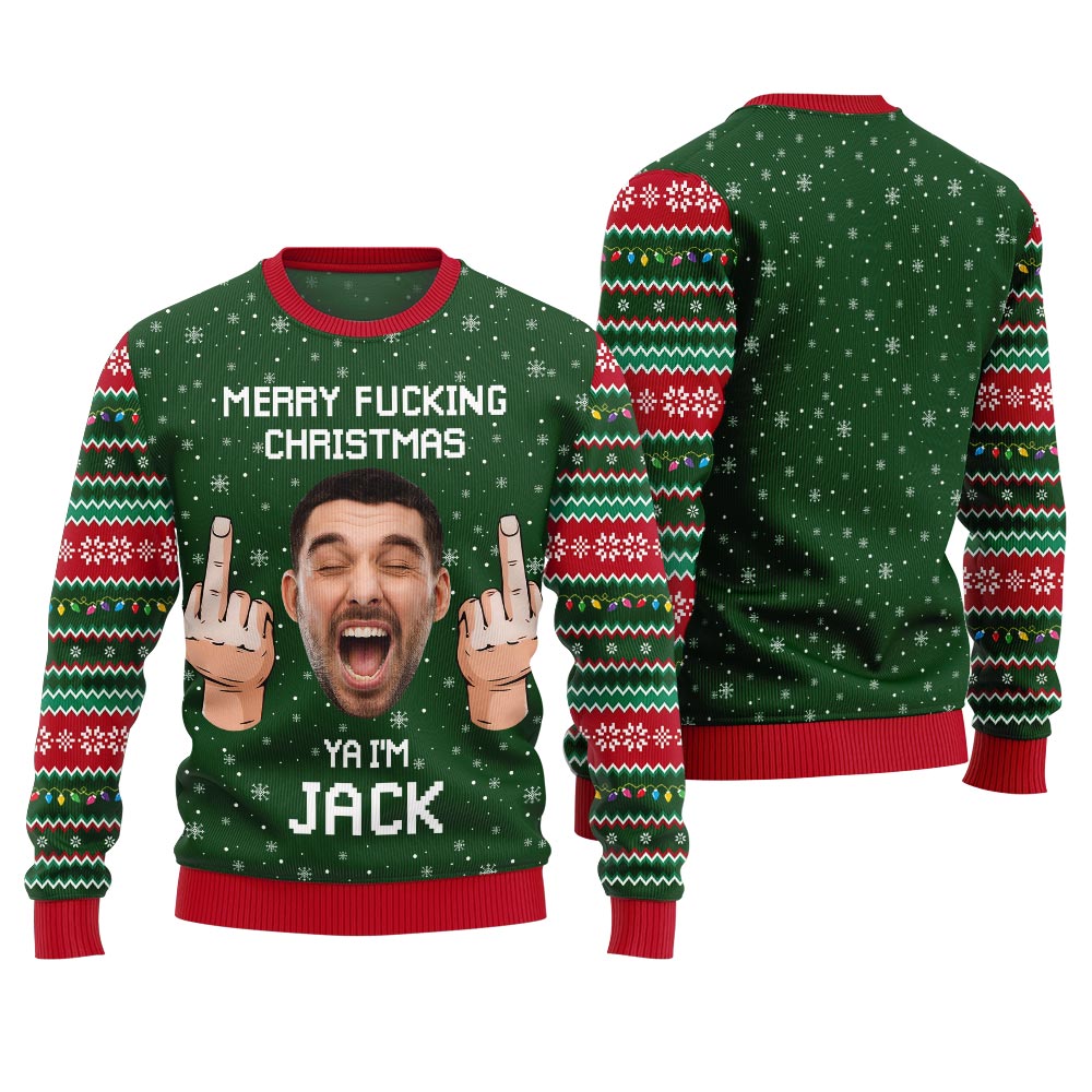 Funny Custom Face And Name Merry Xmas Sweater