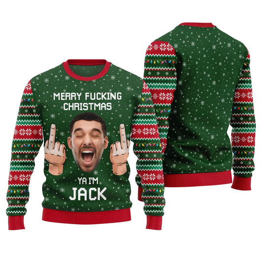 Funny Custom Face And Name Merry Xmas Sweater