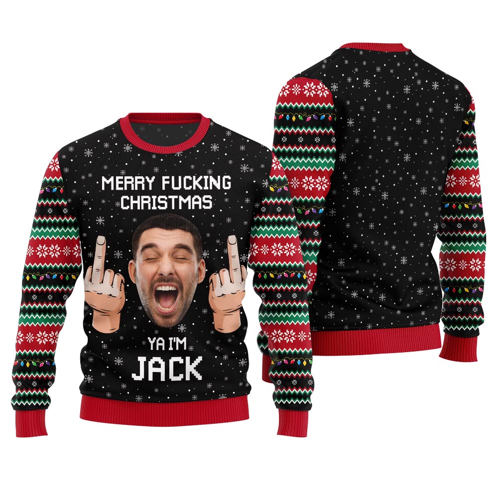Funny Custom Face And Name Merry Xmas Sweater