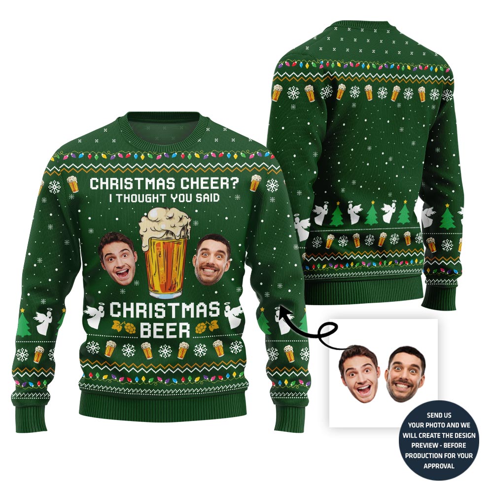 Funny Custom Face Beer Ugly Christmas Sweater