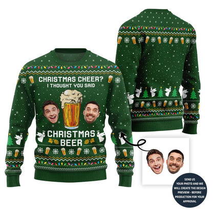 Funny Custom Face Beer Ugly Christmas Sweater