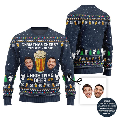 Funny Custom Face Beer Ugly Christmas Sweater