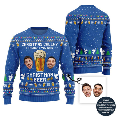 Funny Custom Face Beer Ugly Christmas Sweater