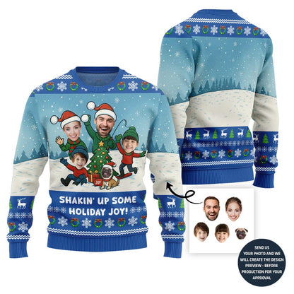 Funny Custom Face Family Holiday Joy Sweater