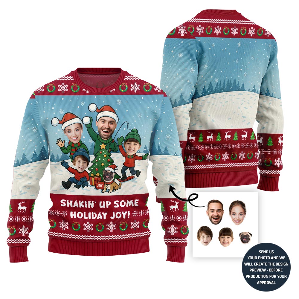 Funny Custom Face Family Holiday Joy Sweater