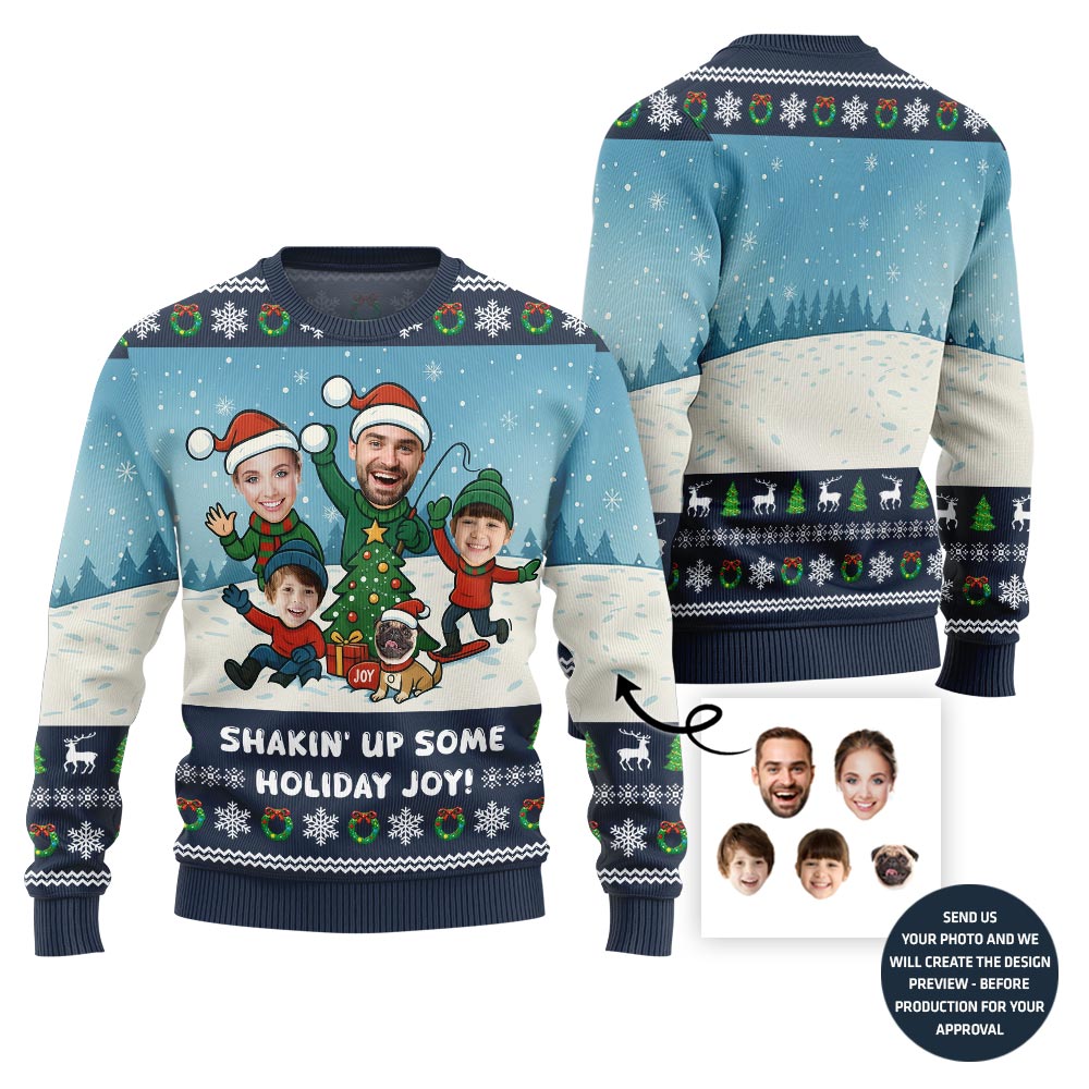Funny Custom Face Family Holiday Joy Sweater
