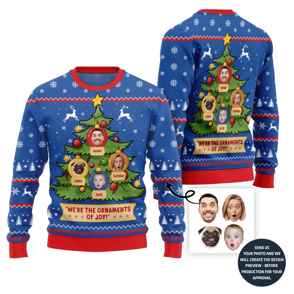 Funny Custom Face Family Tree Holiday Sweater