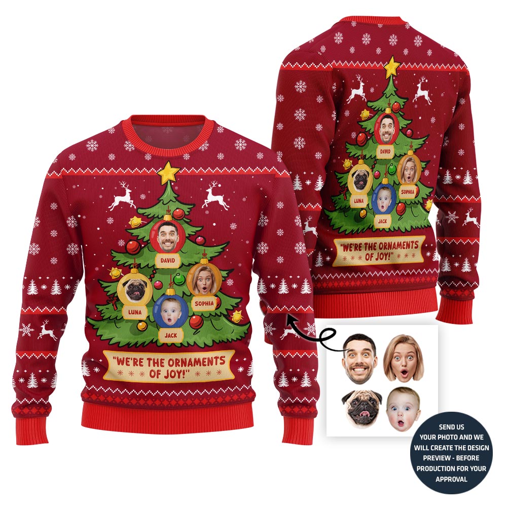 Funny Custom Face Family Tree Holiday Sweater