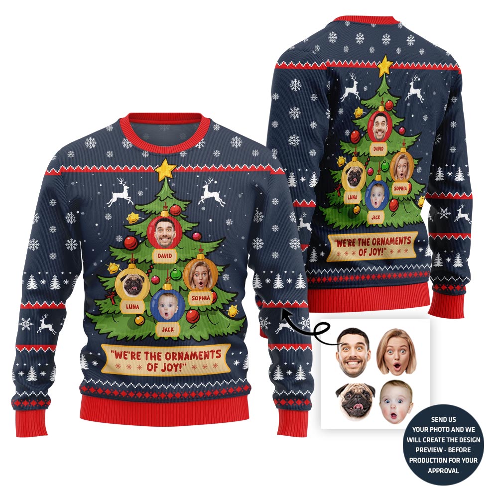 Funny Custom Face Family Tree Holiday Sweater