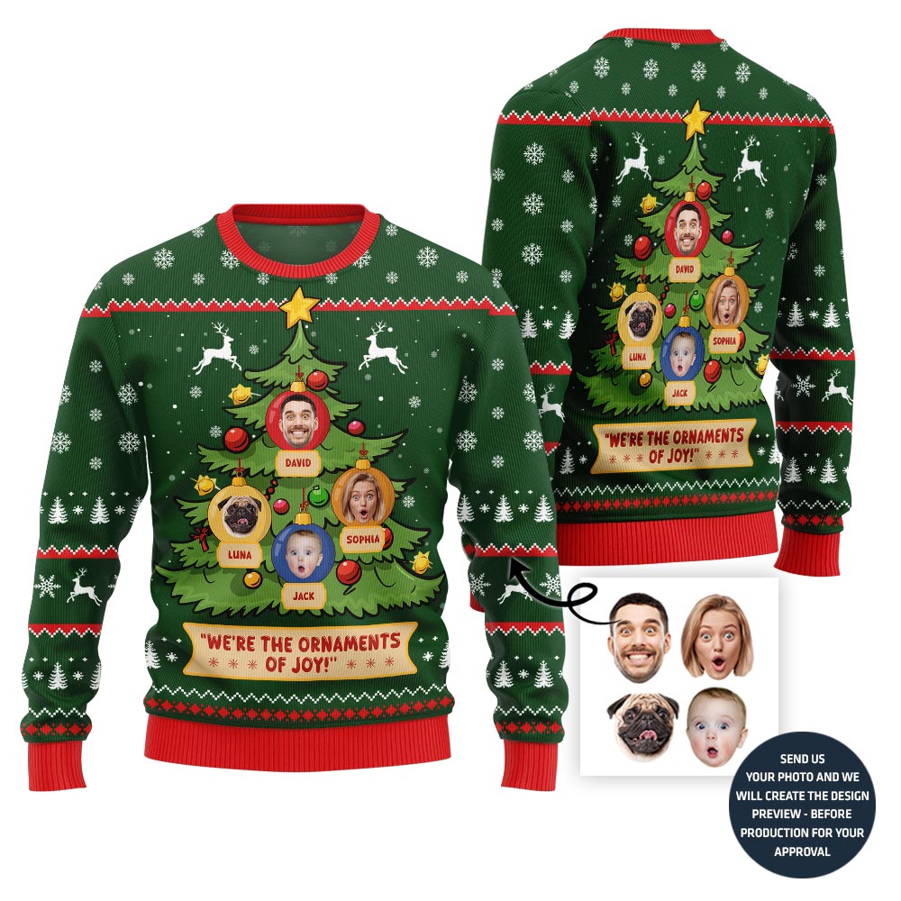 Funny Custom Face Family Tree Holiday Sweater