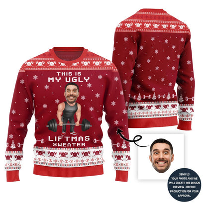 Funny Custom Face Gym Lifting Ugly Christmas Sweater