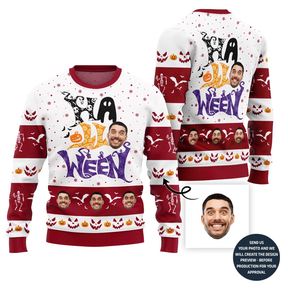 Funny Custom Face Halloween Ugly Christmas Sweater