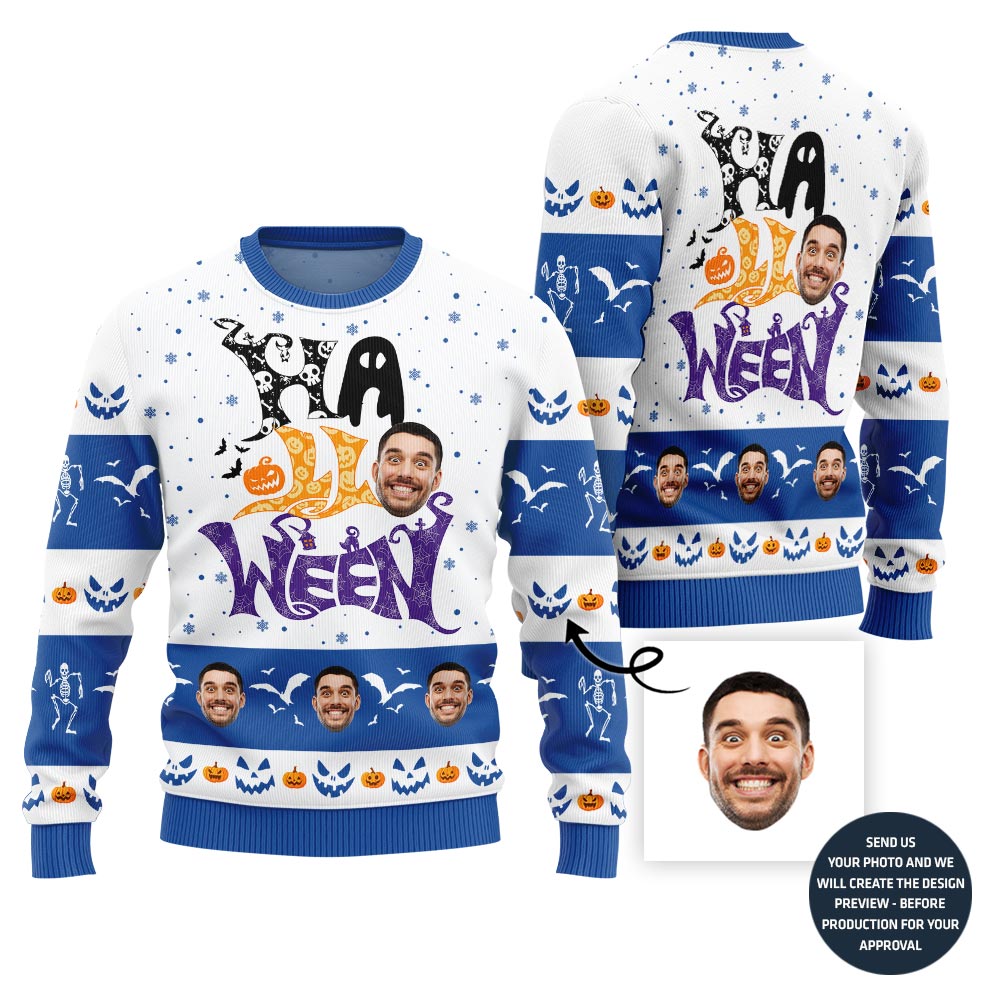 Funny Custom Face Halloween Ugly Christmas Sweater