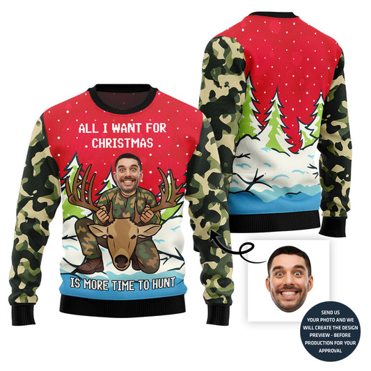 Funny Custom Face Hunting Season Ugly Christmas Sweater