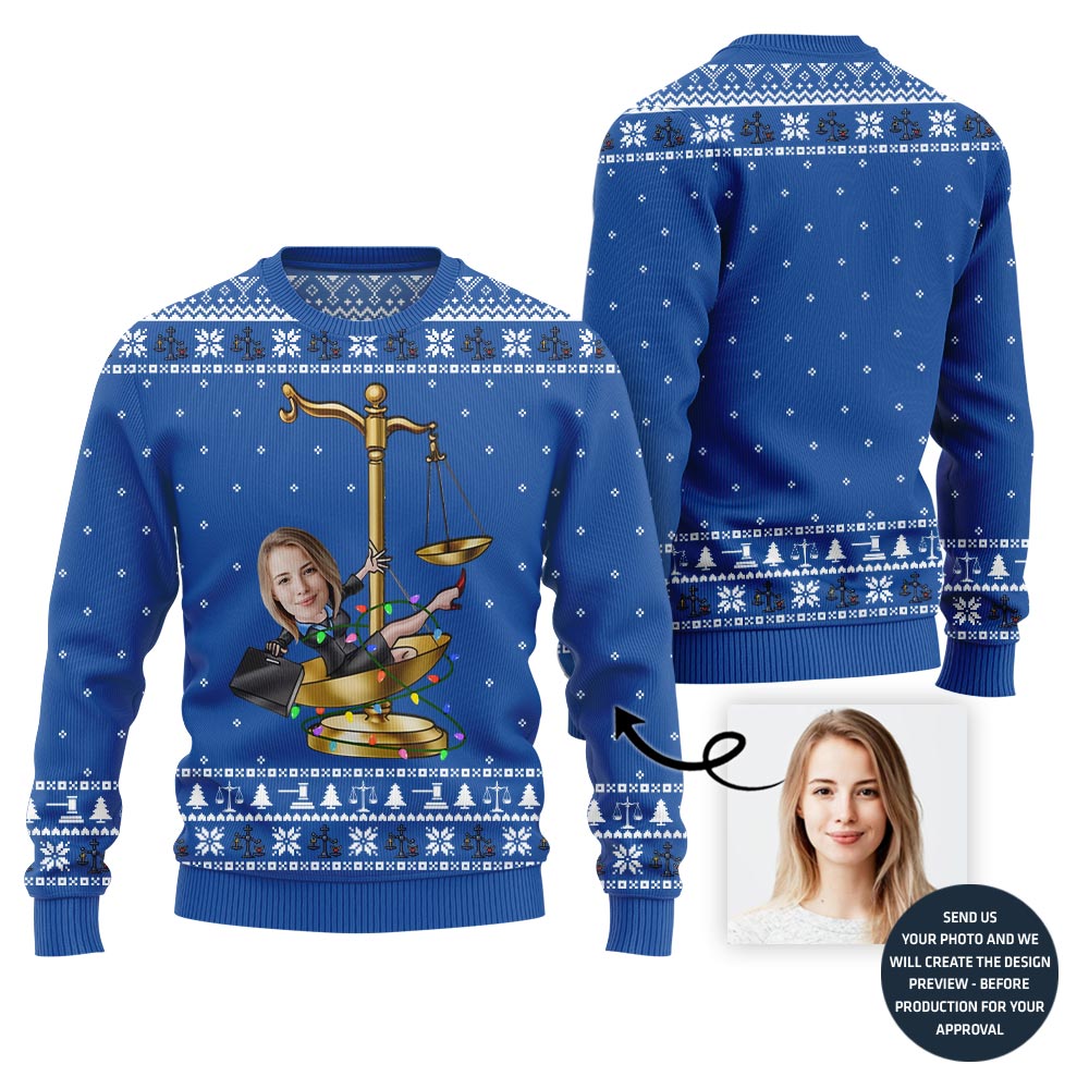 Funny Custom Face Lawyer Ugly Christmas Sweater