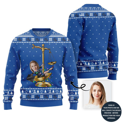 Funny Custom Face Lawyer Ugly Christmas Sweater