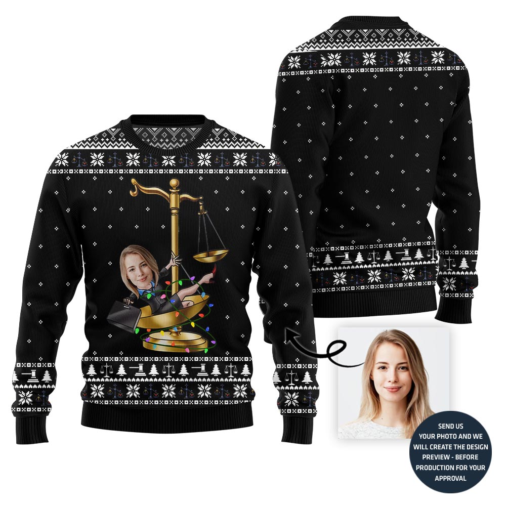 Funny Custom Face Lawyer Ugly Christmas Sweater