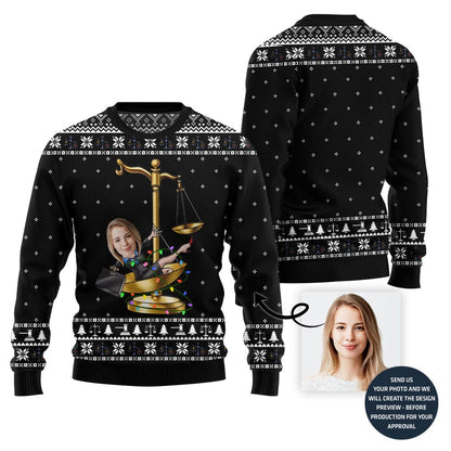 Funny Custom Face Lawyer Ugly Christmas Sweater