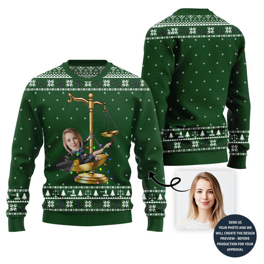 Funny Custom Face Lawyer Ugly Christmas Sweater