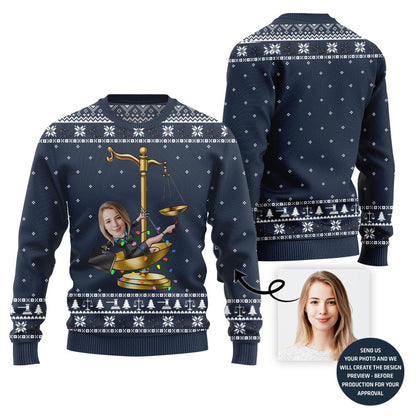 Funny Custom Face Lawyer Ugly Christmas Sweater