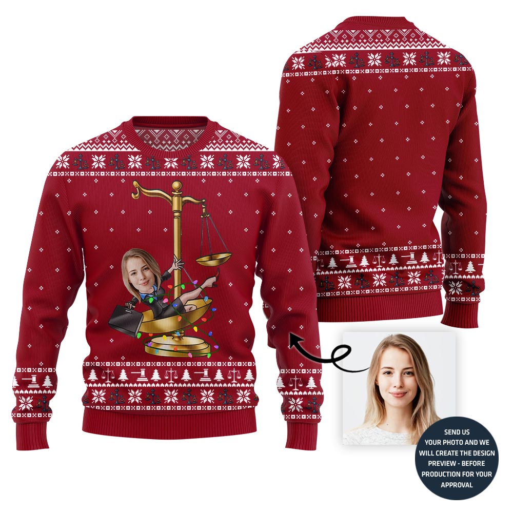 Funny Custom Face Lawyer Ugly Christmas Sweater