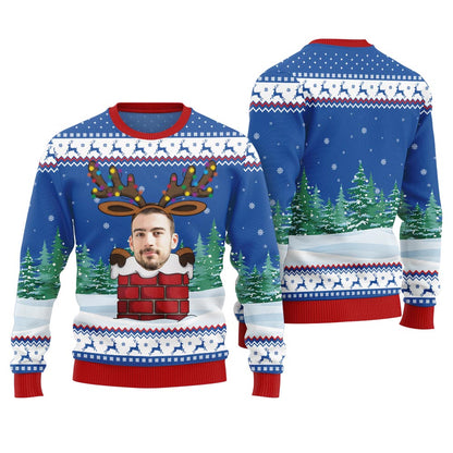 Funny Custom Face Reindeer Ugly Christmas Sweater Adults