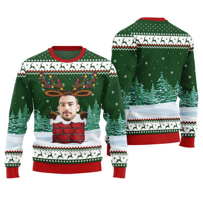 Funny Custom Face Reindeer Ugly Christmas Sweater Adults