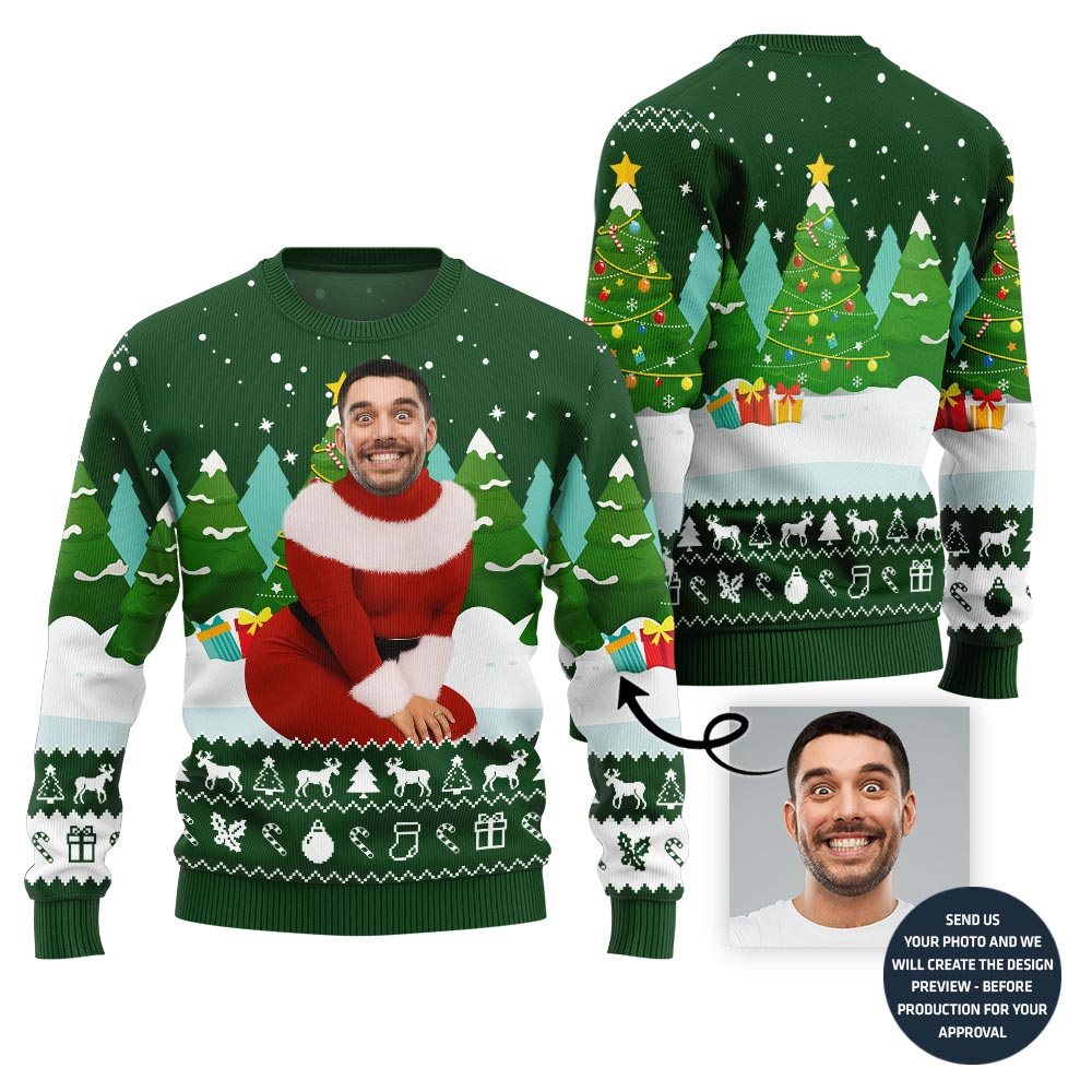 Funny Custom Face Santa Sweater