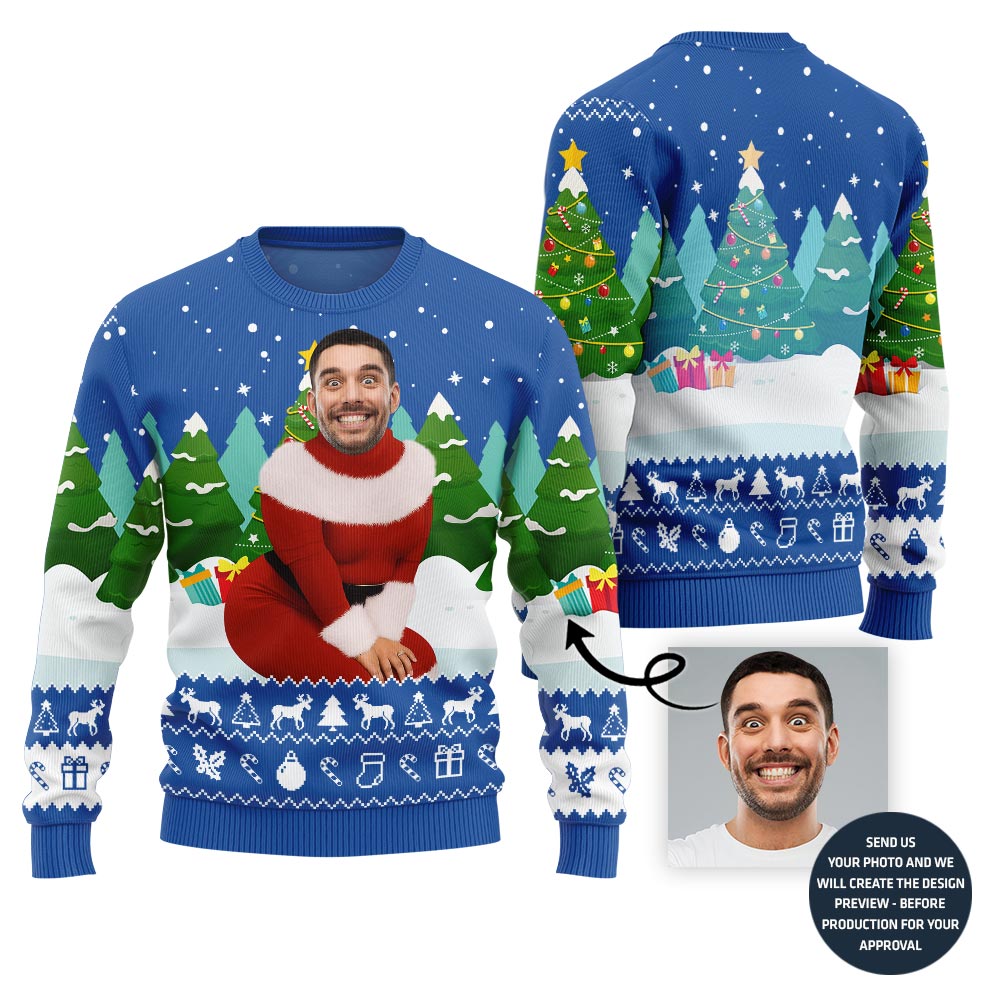 Funny Custom Face Santa Sweater