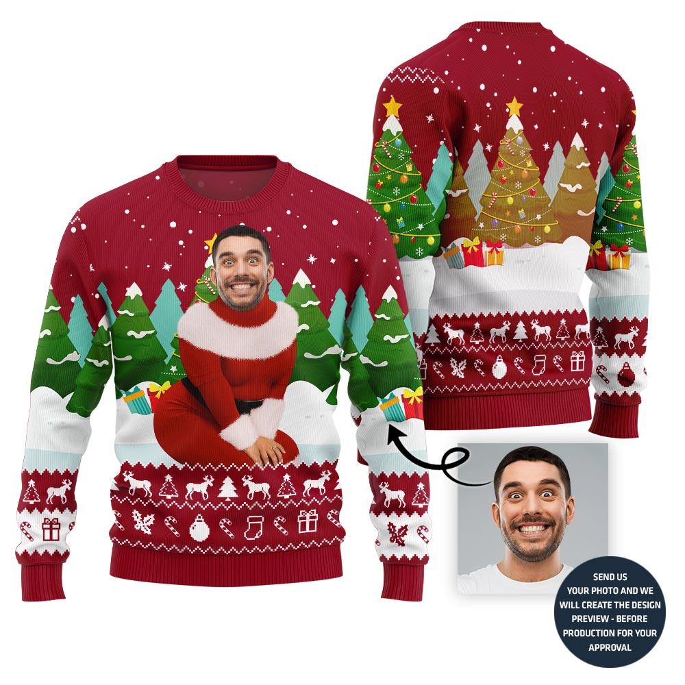 Funny Custom Face Santa Sweater