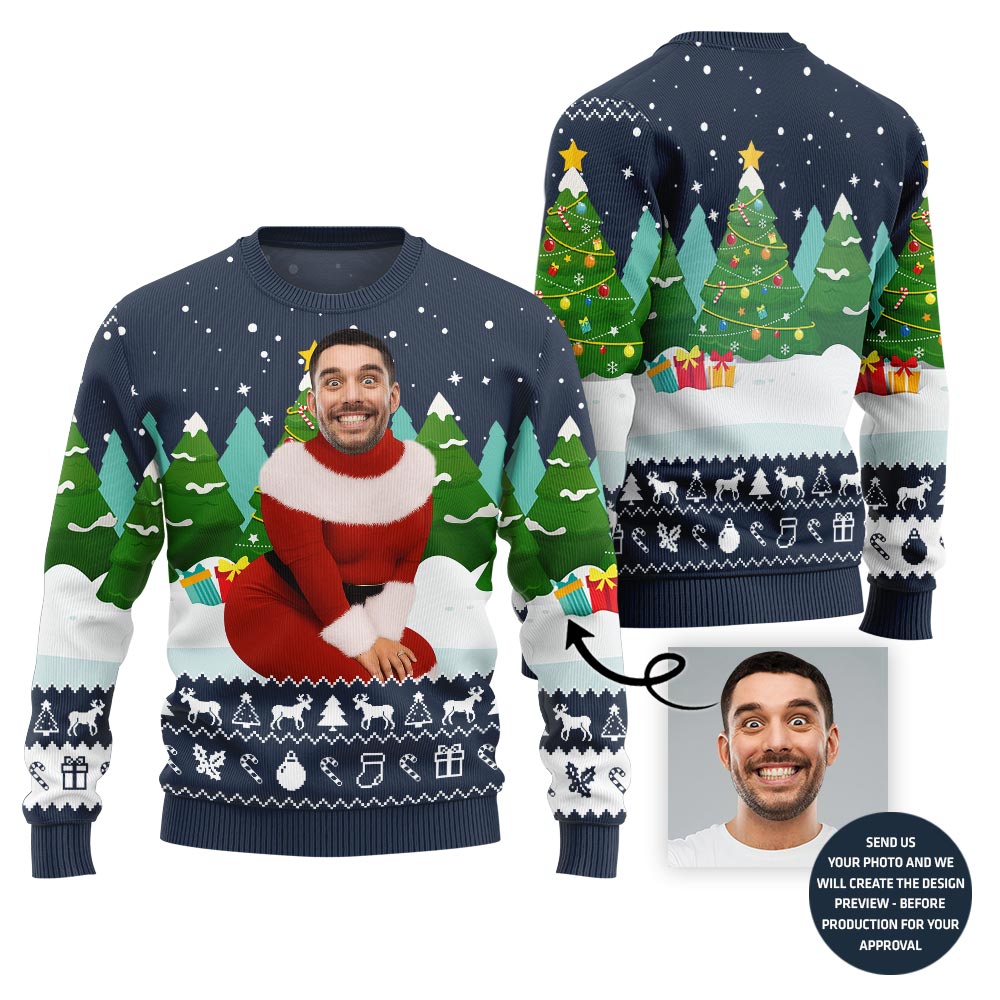 Funny Custom Face Santa Sweater